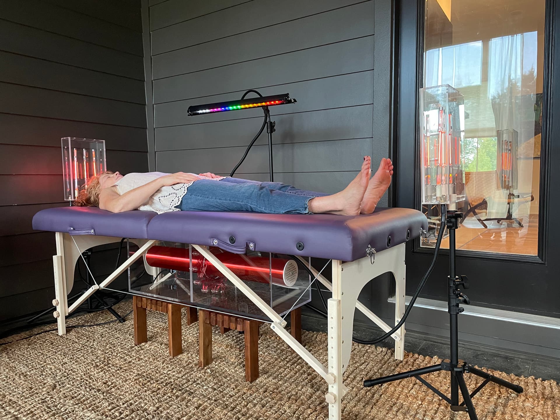 Tesla Wellness Table - frequency technology with plasma energy lightbulbs at The Healing Frequency Space